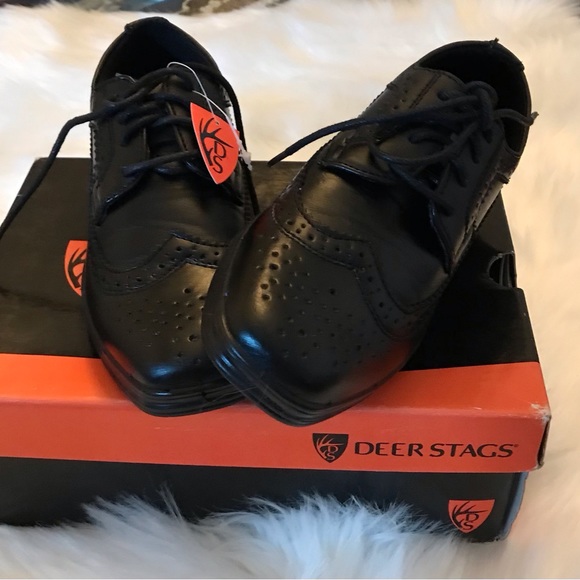 DEER STAGS SIZE 11 1/2M KIDS AGE 6-7 OXFORD ACE BLACK ALL MAN MADE MATERIALS NWT - Picture 2 of 6